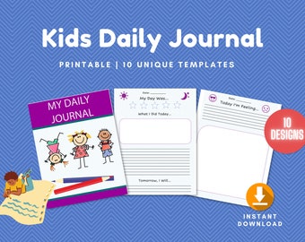 Kinder Journal Printable, digitaler Download, Aktivitäten Downloads für Kinder, Ausdrucke für Zuhause, Arbeitsblätter für Kinder, Dankbarkeit Journal