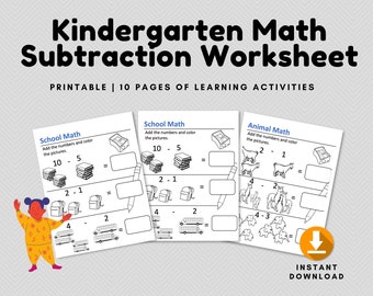 Subtraktionsübung für Vorschule, Kindergarten, 0-10 Grundlegende Subtraktions-Ausdrucke, Grundlegende Mathe-Praxis-Arbeitsblätter
