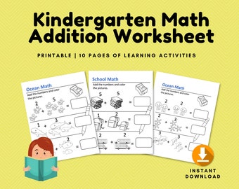 Addition Practice for Preschool, Kindergarten, 0-10 Basic Addition Printables, Basic Math Practice Worksheets