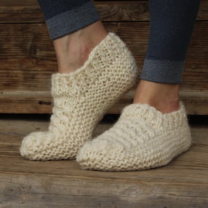 Knitted Short Socks, Cream Woolen hand knitted socks, Natural wool,  Men and Women Sizes, Free shipping!