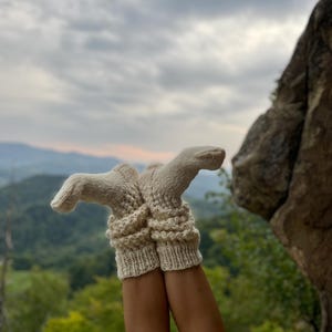High Openwork Sock, Beige Wool Stockings, Knitted Socks, Bed socks, Stockings knee-length for Here Romantic