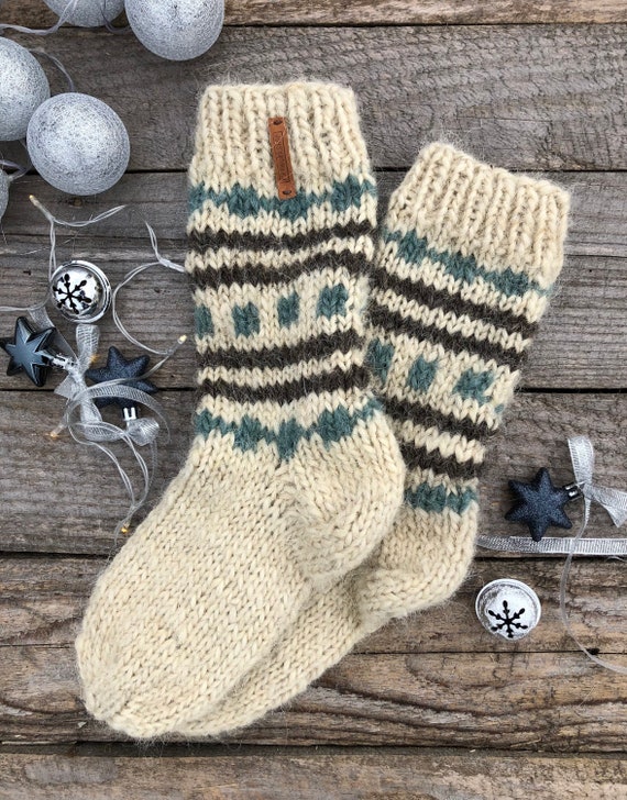 Grandes chaussettes chaudes Chaussettes tricot es en laine