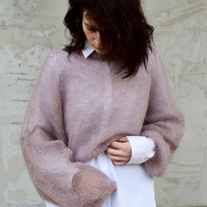 Mohair Mesh Pullover, Leichtes offenes Strickoberteil, schiere Strickware