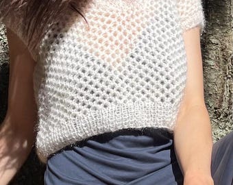 Offenes Strickoberteil, Leichtes Lagentop, Handgestrickte Pulloverweste