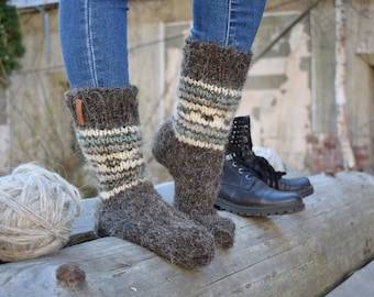 Warme Socken, gestrickte Socken, Geschenk für Papa, Wollsocken, natürliche Wolle, dicke große Größen reine Wollsocken, Geschenk für ihn Unisex