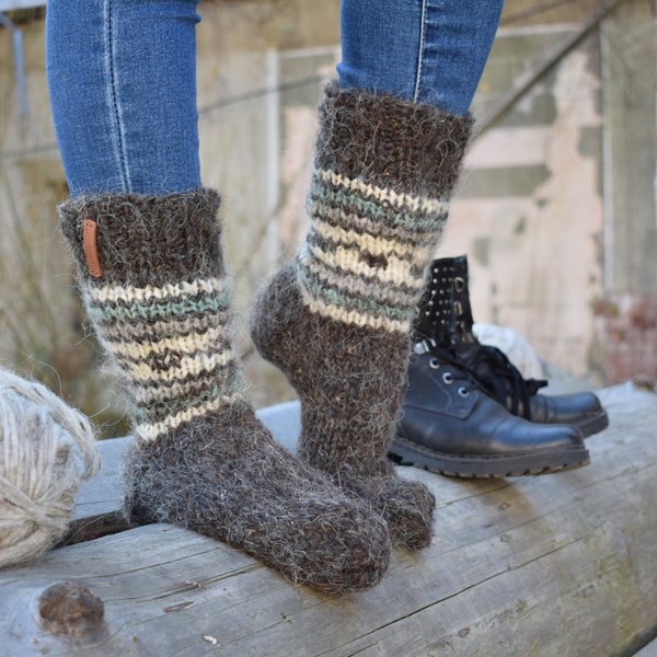 Warm Socks, Knitted socks, Gift for Dad, Woolen socks, Natural wool, Thick Large Sizes pure wool socks, Gift for him Unisex