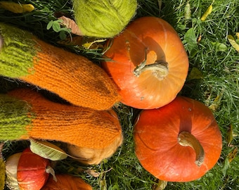 Hand-Knitted Wool Pumpkin Socks, Warm Halloween Gift