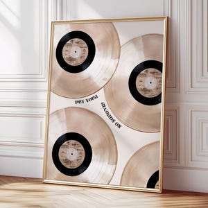 Impresión de vinilo para pared, póster musical retro de moda, arte mural de estética maximalista, decoración beige para apartamento, regalo musical, descarga digital