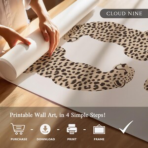 Cheetah Wall Print, Beige Neutral Room Decor, Retro Wall Decor, Digital Download, Leopard Aesthetic, Trendy Art Print, Retro Gallery Decor image 2