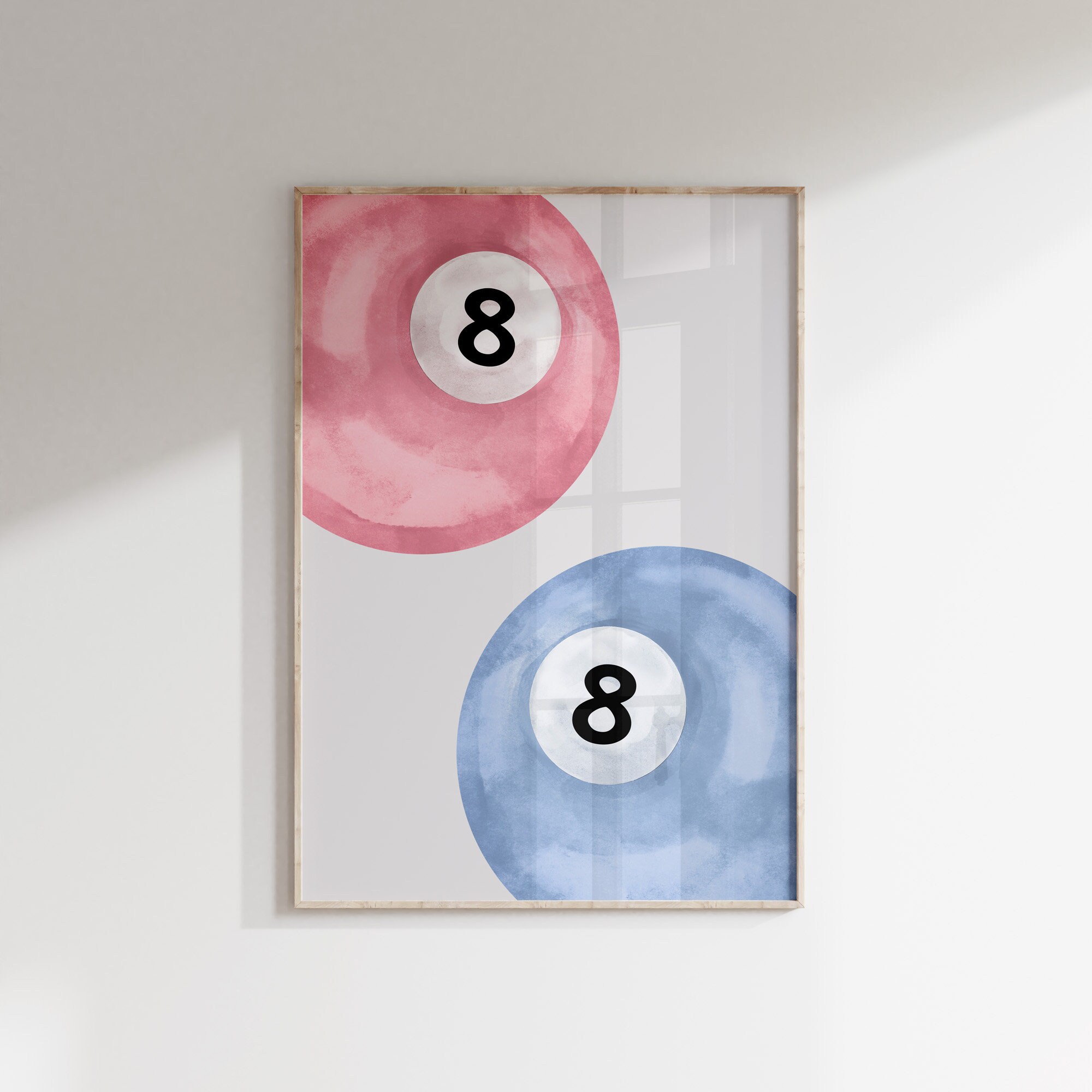 Vintage 8 Ball Print, Lucky Pool Ball Wall Art, Retro Hand Drawn