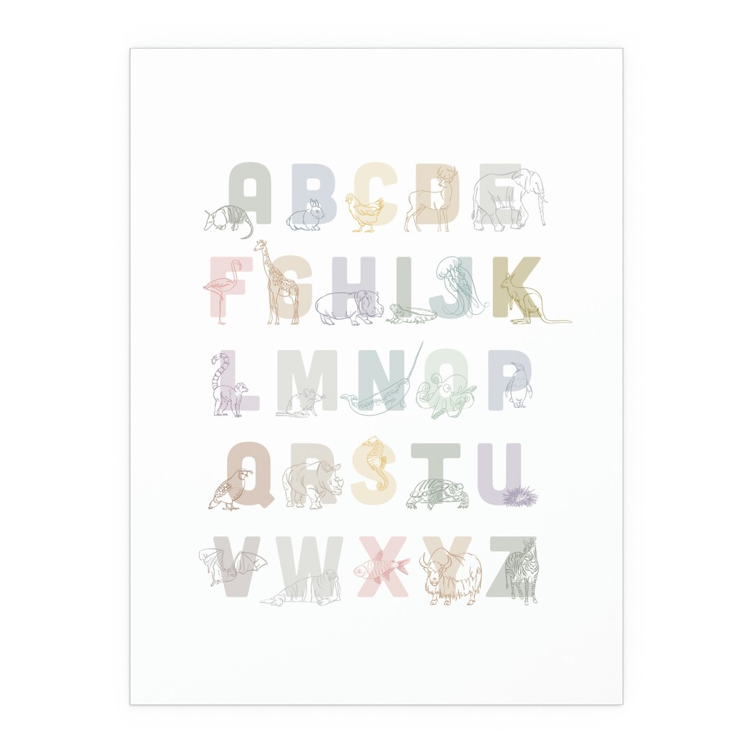 Animal Alphabet Poster Etsy