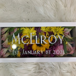 Wedding Flowers Shadow Box Name and Date