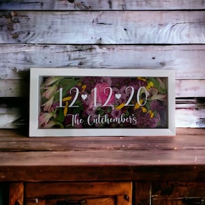 Wedding Flowers Shadow Box Name and Date