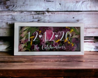 Wedding Flowers Shadow Box Name and Date
