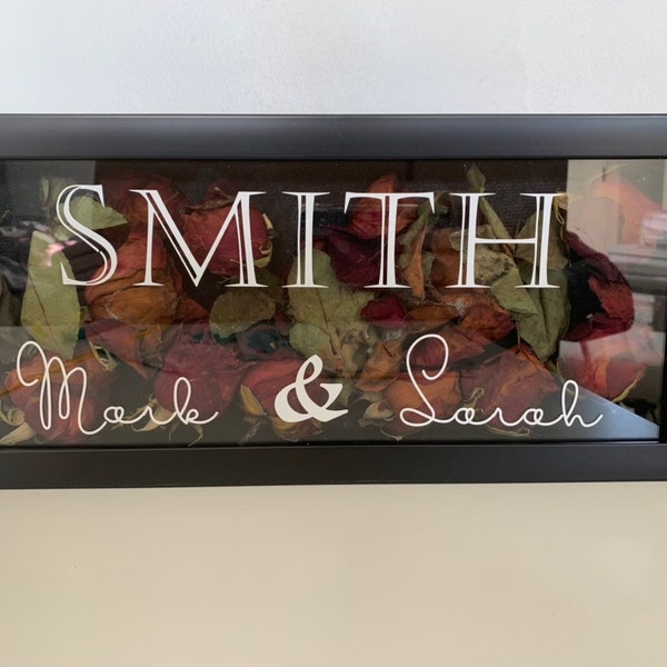 Last Name shadow box for flowers