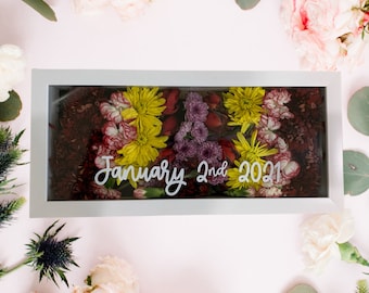 Wedding Flowers Shadow Box With Date