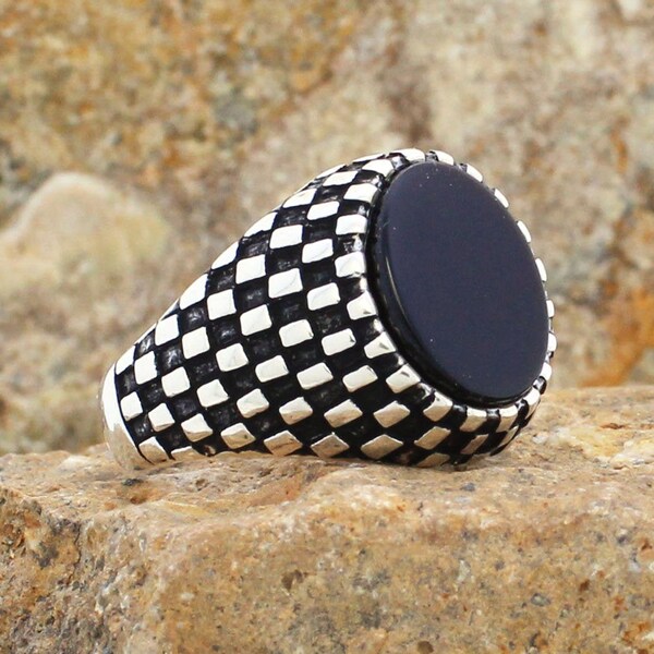 Mens Stone Ring Etsy