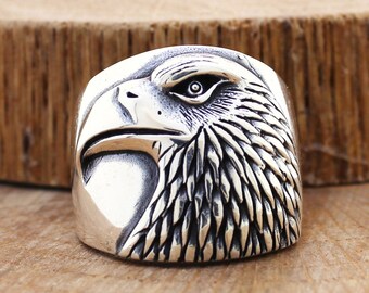 Solid 925 Sterling Silver Double Headed Eagle Kayi Tribe Archer Thumb Ring – Men’s, Turkish, Ottoman, Handmade