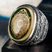Solid 925 Sterling Silver Crescent Moon Star Ring With Red Amber - Tawheed Islamic Men's Ring - View #10