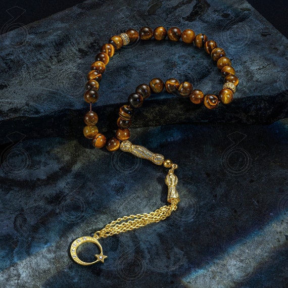 Black - Star and Crescent Moon Design Tasbih Prayer Beads - The Islamic  Place