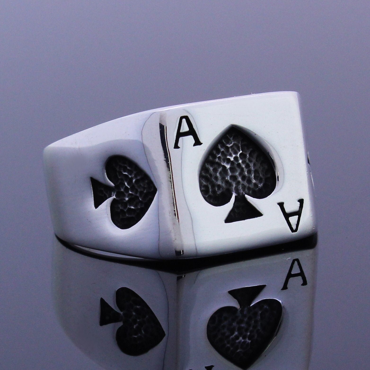 Solid 925 Sterling Silver Ace of Spades Men's Ring Etsy