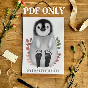 PDF File *Limited Edition* Baby’s First Footprint Penguin Print, Footprint Art, Personalised Baby Keepsake, Penguin Nursery Art