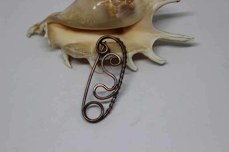 Shawl Pin Copper Wire Scarf or Sweater Pin Fibula Wire Wrapped Jewelry Copper Brooch scarf Sweater Brooch woolen Scarf Pin