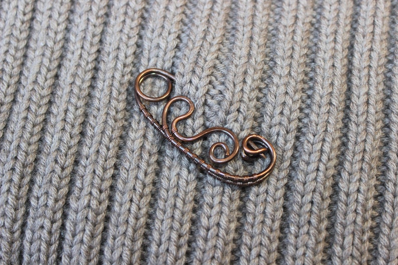Shawl Pin Copper Wire Scarf or Sweater Pin Fibula Wire Wrapped Jewelry Copper Brooch scarf Sweater Brooch woolen Scarf Pin