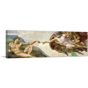 ARTCANVAS The Creation of Adam Panoramic by Michelangelo Canvas Art Print