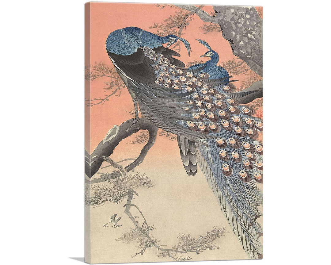 ARTCANVAS Two Peacocks on a Branch by Ohara Koson Canvas Art Print - Etsy