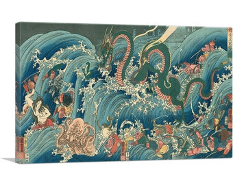 ARTCANVAS Tamatori-Hime at the Dragon Palace by Utagawa Kuniyoshi Canvas Art Print
