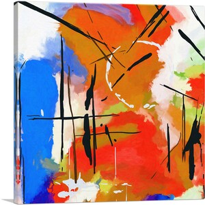 ARTCANVAS Abstract Pink Blue Green Orange Canvas Art Print