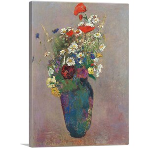 ARTCANVAS Vase of Flowers by Odilon Redon Canvas Art Print 26&quot;x18&quot;