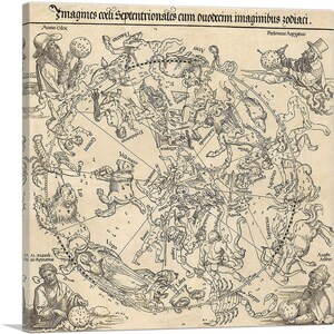 ARTCANVAS Celestial Map of the Northern Hemisphere - Northern Sky by Albrecht Durer Canvas Art Print