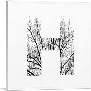 ARTCANVAS Tree Branches Alphabet Letter H Canvas Art Print