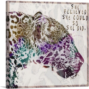 ARTCANVAS Colorful Leopard Home Decor Canvas Art Print