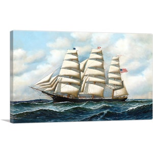 ARTCANVAS The Ship Young America at Sea 1915 by Antonio Jacobsen Canvas Art Print