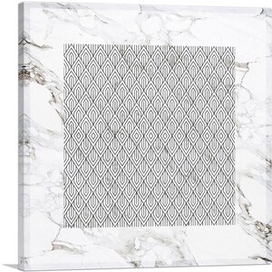 ARTCANVAS Art Deco Geometric Diamond Design on White Canvas Art Print