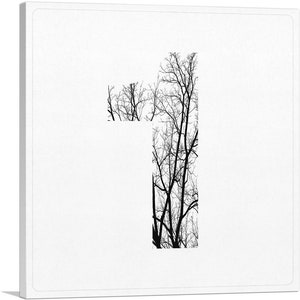 ARTCANVAS Tree Branches Alphabet Number 1 One Numeral Canvas Art Print