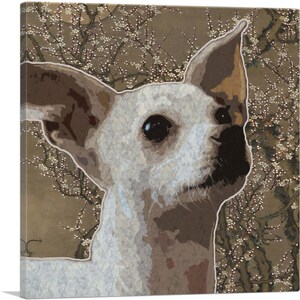 ARTCANVAS Chihuahua Dog Breed Brown Flowers Canvas Art Print