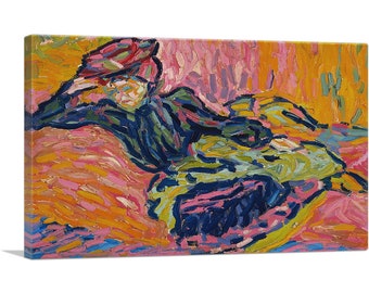 ARTCANVAS Girl on a Couch 1906 by Ernst Ludwig Kirchner Canvas Art