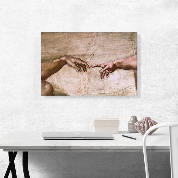 Artcanvas Sistine Chapel Ceiling God And Adam Hands Detail By Michelangelo Canvas Art Print