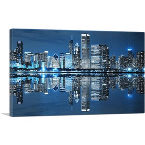 ARTCANVAS Blue Chicago Illinois Skyline Canvas Art Print