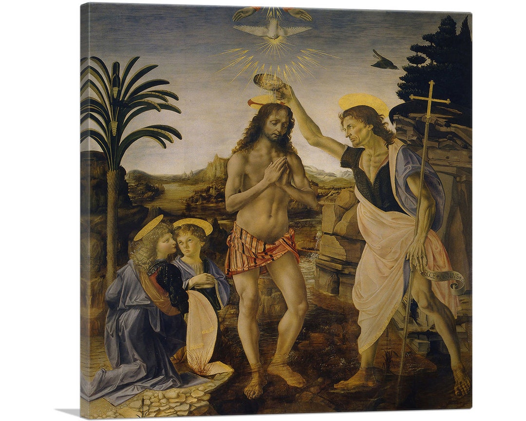 Battesimo Di Cristo Andrea Del Verrocchio ARTCANVAS the Baptism of Christ, Andrea Del Verrocchio 1475 Canvas Art