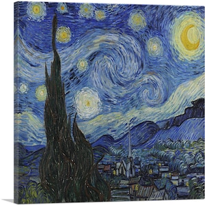 Impresión artística en lienzo ARTCANVAS La noche estrellada - Cuadrado 1889 de Vincent van Gogh
