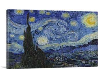 ARTCANVAS The Starry Night - Rectangle 1889 by Vincent van Gogh Canvas Art Print