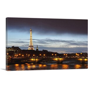 ARTCANVAS Paris France Eiffel Tower After Sunset Canvas Art Print