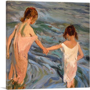 ARTCANVAS Children in the Sea - 1909 Canvas Art Print by Joaquin Sorolla y Bastida