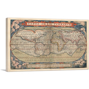 ARTCANVAS Ortelius World Map 1570 by Abraham Ortelius Canvas Art Print