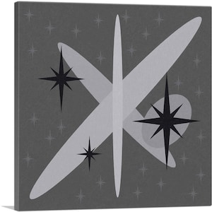 ARTCANVAS Mid-Century Modern 90&#39;s Stars Canvas Art Print